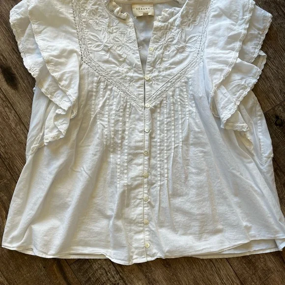 Sezane Deven White Ruffled Blouse 10 - Picture 4 of 6